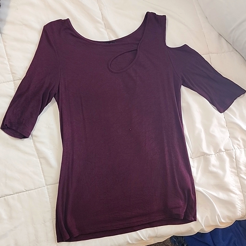 Goldray Cold Shoulder Top Maroon XL